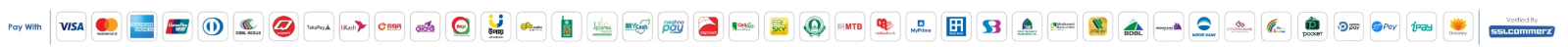 Pay with Visa, Mastercard, American Express, bKash, Nagad, Rocket and more via SSLCommerz